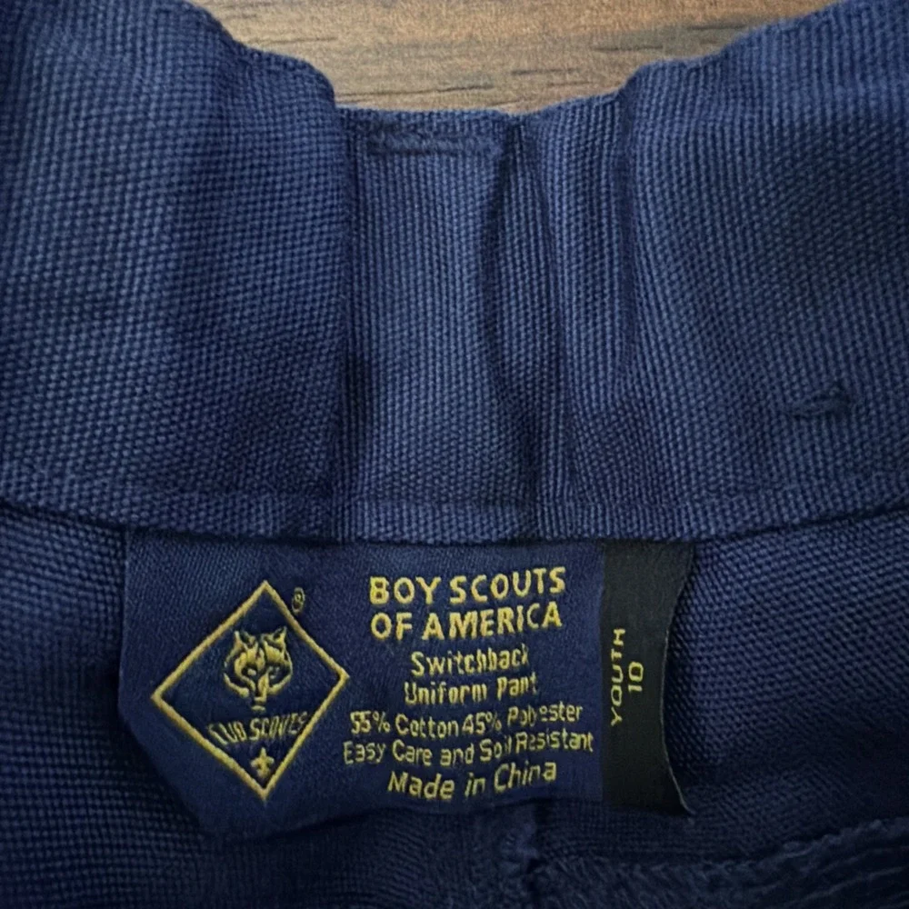 BSA Cub Scouts Switchback Pants Youth 10 Navy Convertible Cargo Uniform Unhemmed